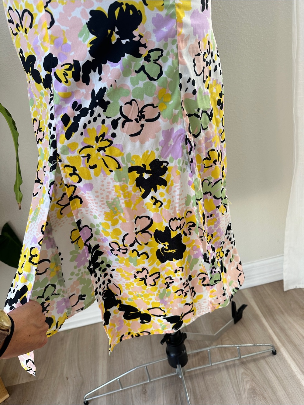 ASOS Floral Midi Dress in Yellow, Pink & Black - Picture 3 of 4